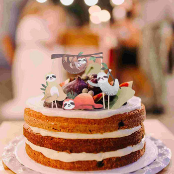 4 бр. Sloth Cake Topper Sloth Birthday Cake Forest Themed Cake Picks Cupcake Topper Десертни вложки Декорация Парти консумативи