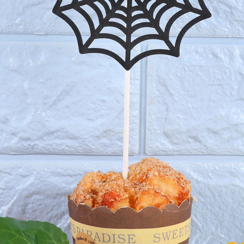 12 voratinklio juodųjų keksiukų pyragėlių pyragų rinkinių tortams