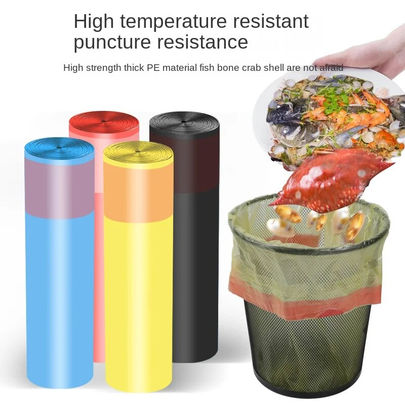 15 tk/rull Ühekordne pingutusnöör prügikott, köiega läbitav köögividinad, automaatne sulgumine murdepunktiga kilekott