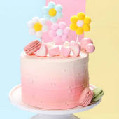 4db Színes Virágok Boldog születésnapot tortafeltét esküvői Cupcakes Desszert dekoráció Babazuhany Hajgolyó sütési kellékek