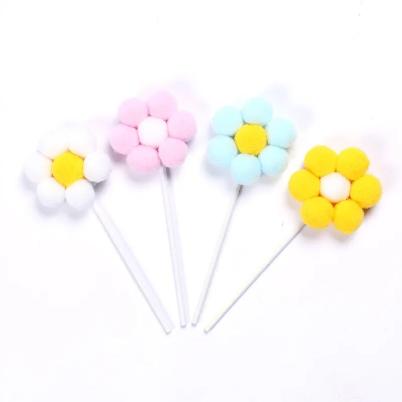 4db Színes Virágok Boldog születésnapot tortafeltét esküvői Cupcakes Desszert dekoráció Babazuhany Hajgolyó sütési kellékek