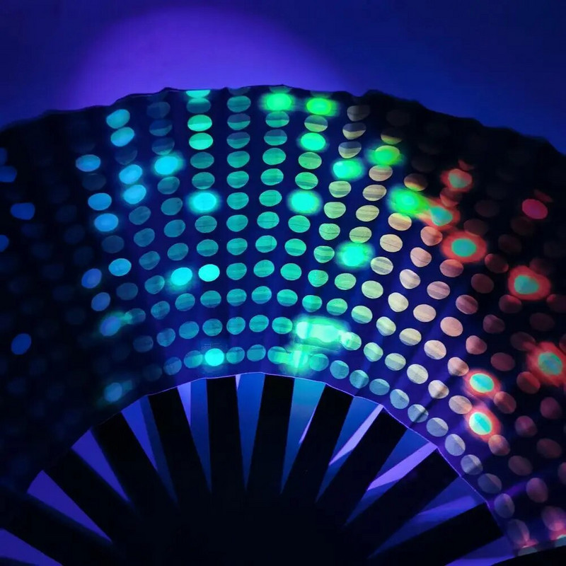 Sulankstomas vėduoklinis bambuko rankinis ventiliatorius Spalvingos reivo vėduoklės Bambuko šonkauliai Dekoratyvinės dovanos festivalio šokių vakarėliams Ryškios vyrams