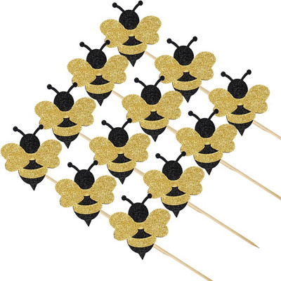 Bee Cake Topper Peokaunistus Flash Puidust pealsed Pulmad Tassikoogid Lapse paberist Sünnipäevakaunistustüdruk Õnnelik