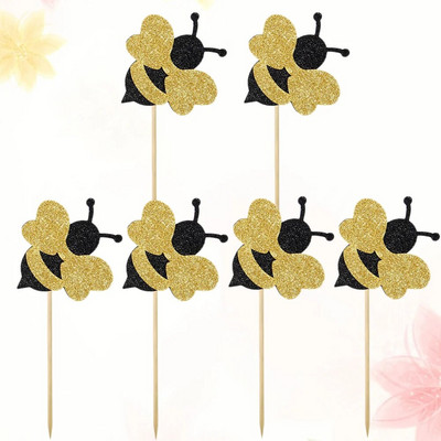 Bee Cake Topper Peokaunistus Flash Puidust pealsed Pulmad Tassikoogid Lapse paberist Sünnipäevakaunistustüdruk Õnnelik