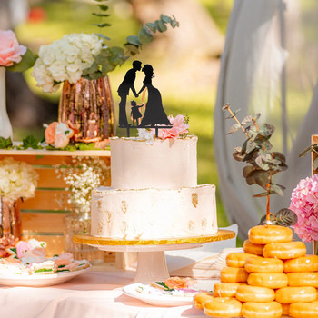 Νύφη και γαμπρός φιλί χέρι-χέρι Ακρυλικό κάλυμμα γαμήλιας τούρτας Ζευγάρι σιλουέτα Επετείου Cake Topper