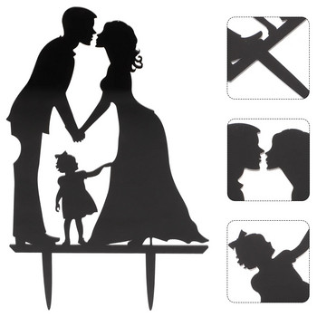 Νύφη και γαμπρός φιλί χέρι-χέρι Ακρυλικό κάλυμμα γαμήλιας τούρτας Ζευγάρι σιλουέτα Επετείου Cake Topper