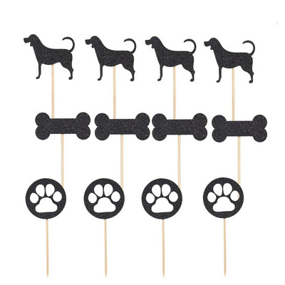 Spindinčio šuns pyrago antgalio kaulo pėdsako dekoro įdėklo kortelės dekoravimo keksiukų keptuvėms vaikų gimtadienio vakarėliui susibūrimas