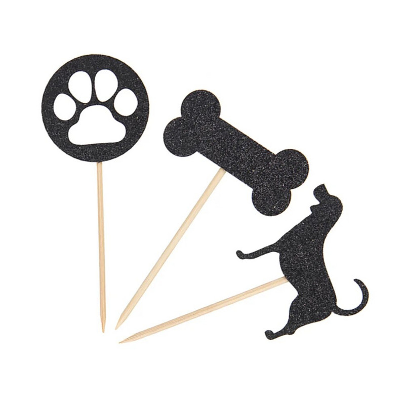 Spindinčio šuns pyrago antgalio kaulo pėdsako dekoro įdėklo kortelės dekoravimo keksiukų keptuvėms vaikų gimtadienio vakarėliui susibūrimas