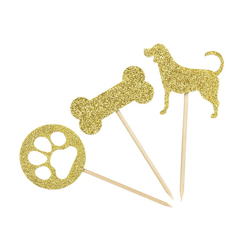 Spindinčio šuns pyrago antgalio kaulo pėdsako dekoro įdėklo kortelės dekoravimo keksiukų keptuvėms vaikų gimtadienio vakarėliui susibūrimas