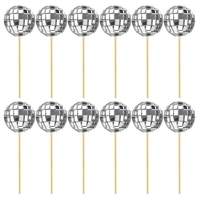 Disco Ball Cake Pick Διακοσμήσεις Μίνι χάρτινα ποτηράκια Ένθετο κάρτας Διακοσμητικό ξύλινο γυάλινο πάρτι Μπομπονιέρα Γάμου Χριστούγεννα