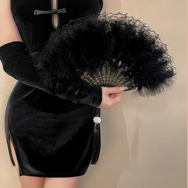 Kínai stílusú vintage retro összecsukható kézi ventilátortollak, csipkés összecsukható kézi ventilátor táncos esküvői dekorációhoz.