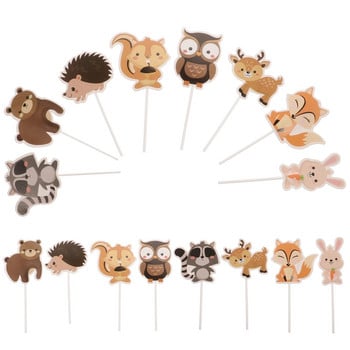 Creative Forest Animal Shape Cake Toppers Lovely Animal Cupcake Στολίδι Αξεσουάρ ψησίματος