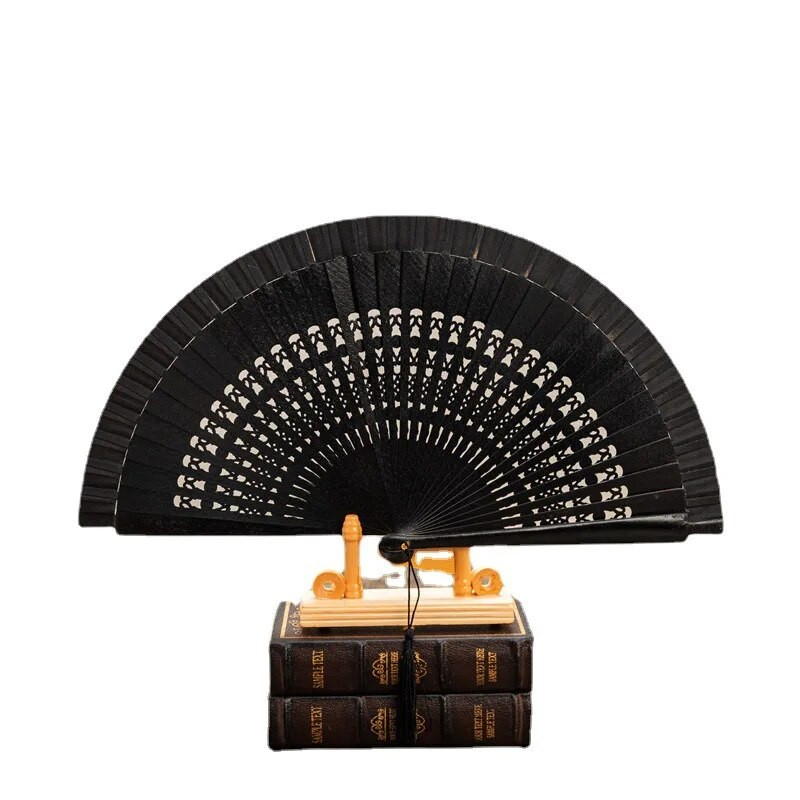 Spanyol fa összecsukható ventilátor tiszta színű üreges faragott legyező bordák táncoló legyező női ajándék otthon nappali dekoráció piros fehér sárga ventilátor