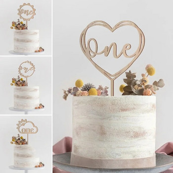 1 τμχ 2023 Νέα Ξύλινη Ένα Ακρυλικό Χρυσό Διακόσμηση Κέικ με ραβδιά για το μωρό Χρόνια πολλά Διακοσμητικά τούρτας για πάρτι