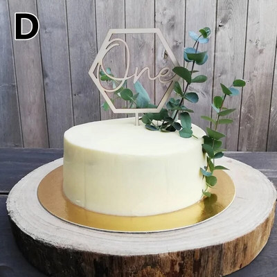 1 vnt. 2023 m. Naujas medinis vienas akrilinis auksinis vakarėlio dekoravimo lazdelių tortas, skirtas kūdikių gimtadienio vakarėliui.