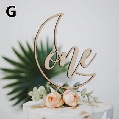 1 vnt. 2023 m. Naujas medinis vienas akrilinis auksinis vakarėlio dekoravimo lazdelių tortas, skirtas kūdikių gimtadienio vakarėliui.