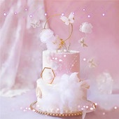 Drugelio torto viršus Geležinės gėlės Gėlių vainikas Merginos gimtadienio Vestuvių Plunksnų Vakarėlis Tortas Topper Vėliava Desertų kepimo reikmenys