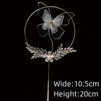 Drugelio torto viršus Geležinės gėlės Gėlių vainikas Merginos gimtadienio Vestuvių Plunksnų Vakarėlis Tortas Topper Vėliava Desertų kepimo reikmenys