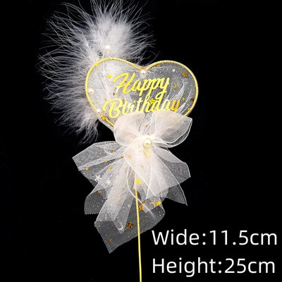 Drugelio torto viršus Geležinės gėlės Gėlių vainikas Merginos gimtadienio Vestuvių Plunksnų Vakarėlis Tortas Topper Vėliava Desertų kepimo reikmenys