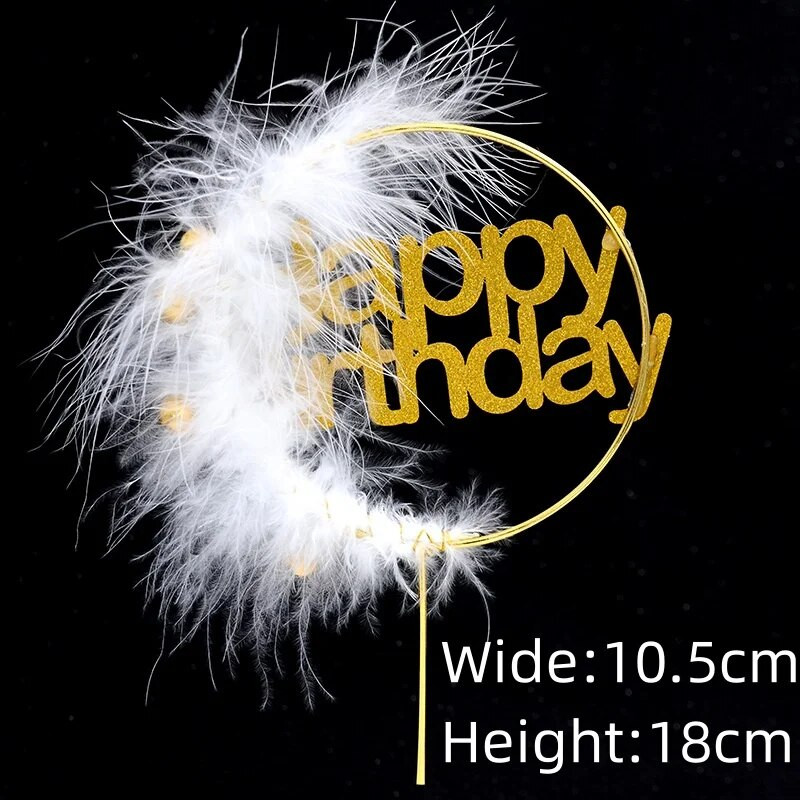 Drugelio torto viršus Geležinės gėlės Gėlių vainikas Merginos gimtadienio Vestuvių Plunksnų Vakarėlis Tortas Topper Vėliava Desertų kepimo reikmenys