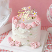 Boldog anyák napját tortafestő Legjobb anya anya akril dekoratív desszert anya születésnapi buli torták dekorációs ajándékok