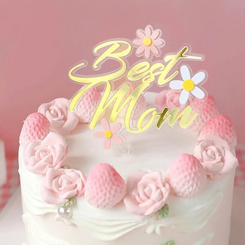 Честит ден на майката Топпер за торта Best Mom Mommy Акрилен декоративен десерт Парти за рожден ден на мама Торти Декорация Подаръци