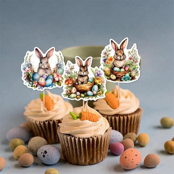 Πάσχα λαγουδάκι Cupcake Toppers Happy Easter Bunnies Dessert Toppers Kids Birthday Party Cake Toppers Διακόσμηση για το Πάσχα