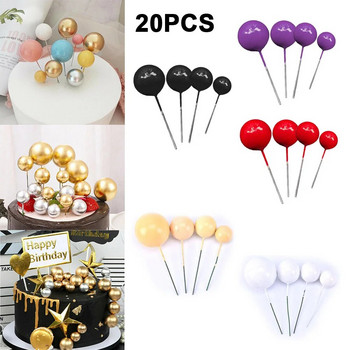 20 бр. Golden Ball Cake Topper Birthday Party Cupcake Topper For Cake Decor Ball Decor Birthday Decoration Party Supplies