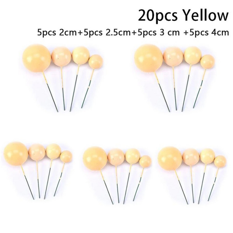 20 vnt. Auksinio rutulio pyrago papuošalas gimtadienio vakarėliui torto papuošimui torto dekoravimui kamuoliukų dekoravimo gimtadienio vakarėlio reikmenys