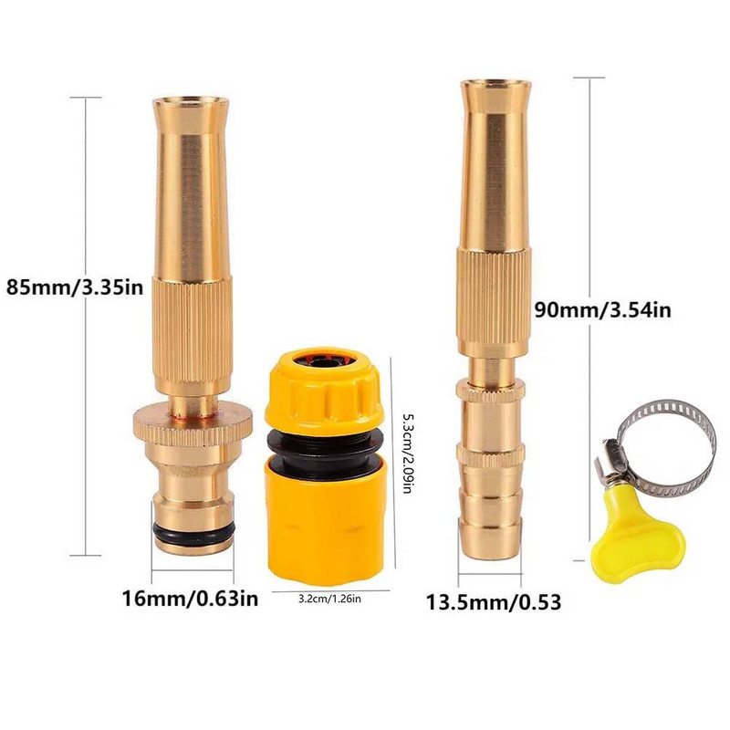 Mlaznica za raspršivanje Vodeni pištolj Mjedeni visokotlačni raspršivač s direktnim raspršivanjem Brzi priključak 1/2`` vrtno crijevo Podesivi visokotlačni perač