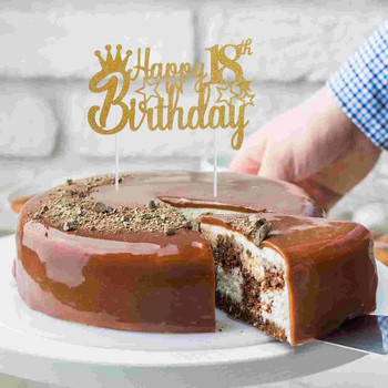 Топпер за кексчета Честит рожден ден Торта за торта Декорация за торта за рожден ден 18-ти рожден ден Топпер за торта