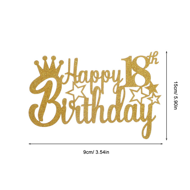 Cake Topper Su gimtadieniu Torto viršus Gimtadienio torto dekoras 18-ojo gimtadienio torto viršus