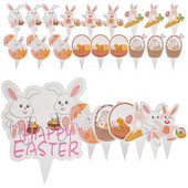 25 vnt. Velykų vakarėlio pyragaičių atvirukai Velykų zuikis Desertų tvarsčiai Velykų teminiai tortų dekorai Velykiniai pyragaičiai