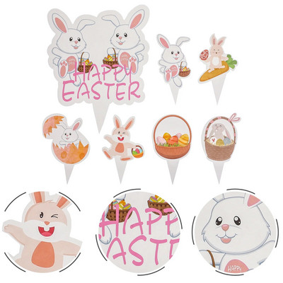 25 vnt. Velykų vakarėlio pyragaičių atvirukai Velykų zuikis Desertų tvarsčiai Velykų teminiai tortų dekorai Velykiniai pyragaičiai