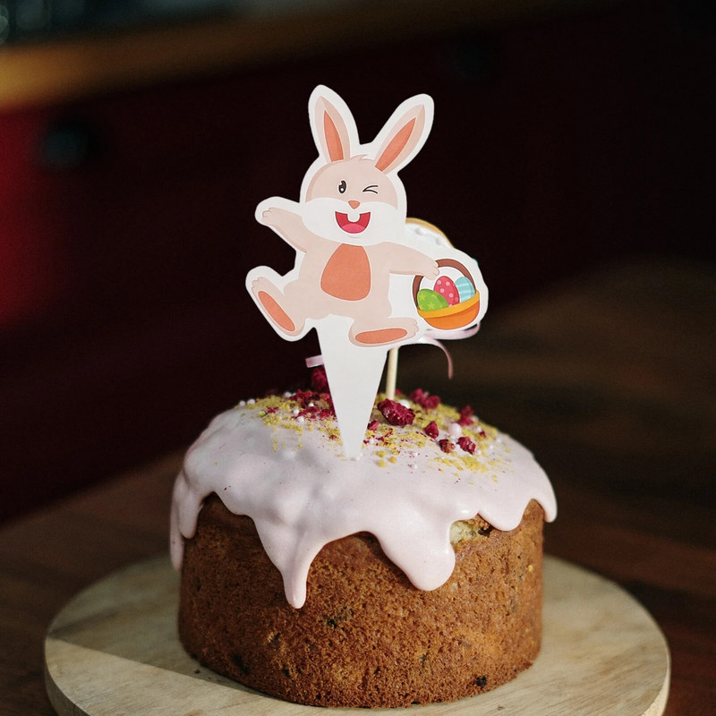 25 vnt. Velykų vakarėlio pyragaičių atvirukai Velykų zuikis Desertų tvarsčiai Velykų teminiai tortų dekorai Velykiniai pyragaičiai