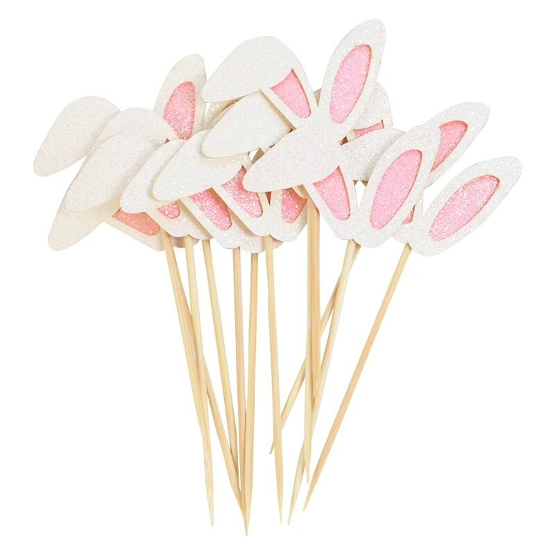 12 db Aranyos nyuszi húsvéti torta dekoráció Cupcake nyúlfül tortafeltétek Húsvéti parti dekoráció otthoni gyerekeknek ajándék kellékek