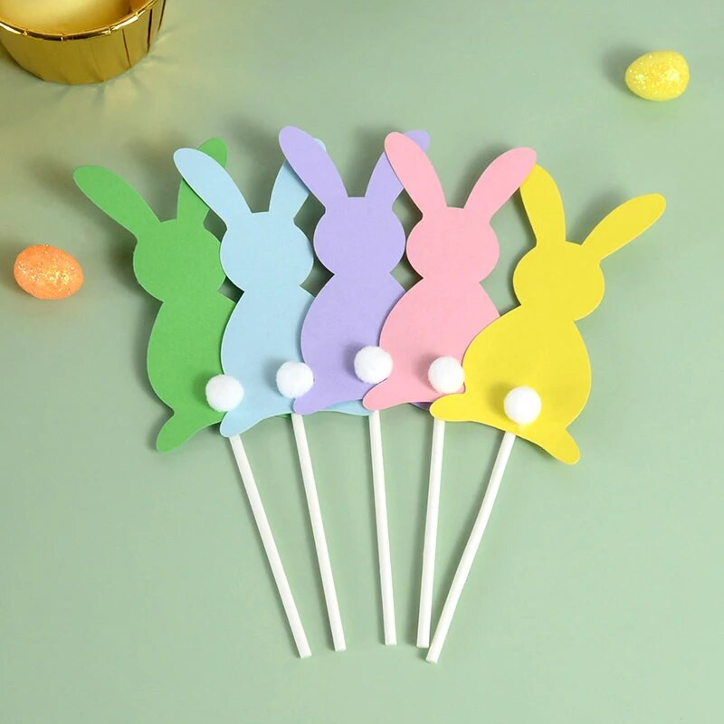 5/10 vnt. Velykų triušio pyrago papuošimas Velykų dekoravimui, 2023 m., skirtas namų gimtadienio vakarėliui torto dekoravimui vaikams, dovanoms kūdikių dušo reikmenims