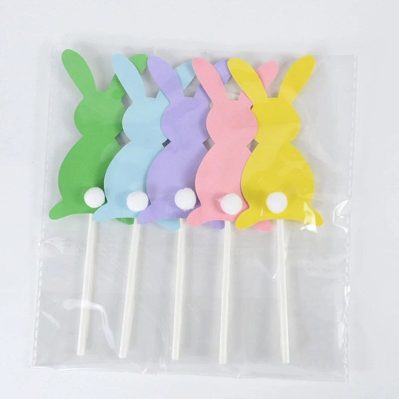 5/10 vnt. Velykų triušio pyrago papuošimas Velykų dekoravimui, 2023 m., skirtas namų gimtadienio vakarėliui torto dekoravimui vaikams, dovanoms kūdikių dušo reikmenims