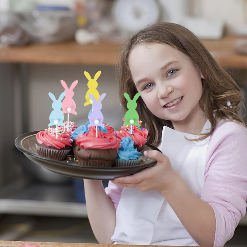5/10 vnt. Velykų triušio pyrago papuošimas Velykų dekoravimui, 2023 m., skirtas namų gimtadienio vakarėliui torto dekoravimui vaikams, dovanoms kūdikių dušo reikmenims