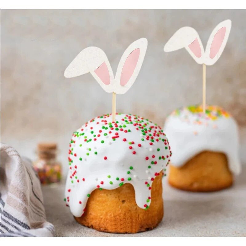 Nyuszifül cupcake-feltöltők Nyuszi torta dekorációk Húsvéti Cupcake Pick-24db
