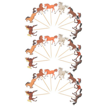 Торта с осем коня Селскостопански животни Консумативи за парти за рожден ден Декорации Тема Покритие за кексчета