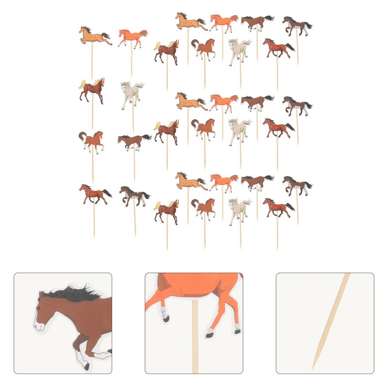 Nyolc ló torta farm állatok születésnapi parti kellékek dekorációk téma Cupcake topper