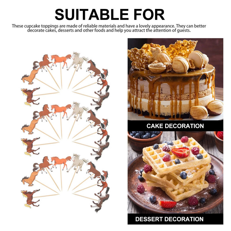 Nyolc ló torta farm állatok születésnapi parti kellékek dekorációk téma Cupcake topper