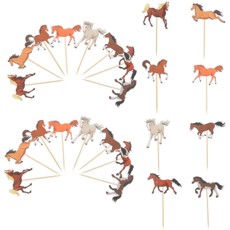 Nyolc ló torta farm állatok születésnapi parti kellékek dekorációk téma Cupcake topper