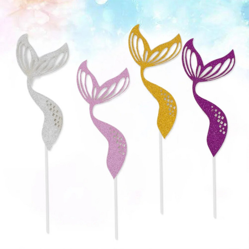 4db csillogó sellő tortafeltét Kreatív tortaválogatás dekoráció babaváró születésnapi bulihoz