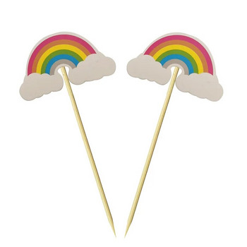 12 τμχ Cartoon Rainbow Cupcake Toppers Επιδόρπιο Διακόσμηση ψησίματος Παιδικό πάρτι γενεθλίων Baby Shower Διακοσμήσεις γάμου Προμήθειες
