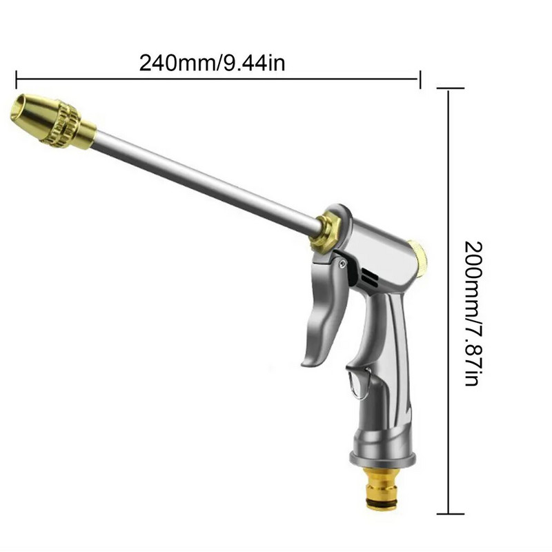 Metalinis pailgintas vandens pistoletas namų aukšto slėgio automobilių plovimo vandens pistoletas 360 laipsnių pasukamas antgalis sodo drėkinimo valymo purkštuvas