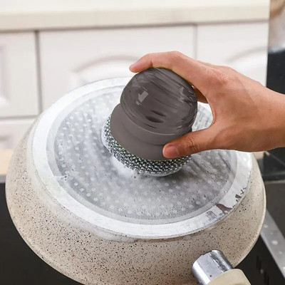 Dish Brush with Soap Dispenser Palm Brush Washing Liquid Dish Brush Soap Scrub Brush For Household Universal Kitchen Dish