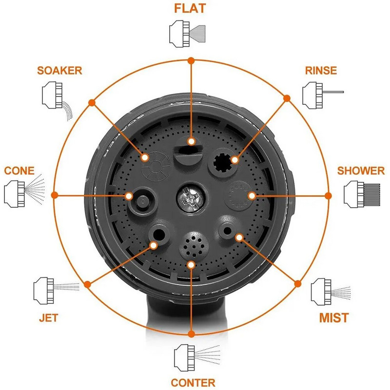 8 režiimi Kõrgsurve kastmispüstol Aiapihusti Niisutus Kastmisdüüs Taim Muruaed Kastmisvihmut Sprinkleri Puhastus