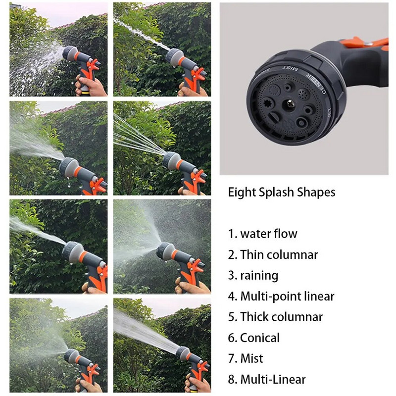 8 režiimi Kõrgsurve kastmispüstol Aiapihusti Niisutus Kastmisdüüs Taim Muruaed Kastmisvihmut Sprinkleri Puhastus